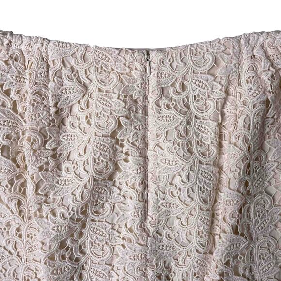 Talbots NWT Crochet Lace Embroidered Pencil Skirt Cream 16W Stretch Cottagecore - Picture 8 of 11